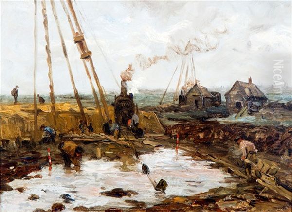 Bouwput Met Stoomheimachine Oil Painting by Floris Arntzenius