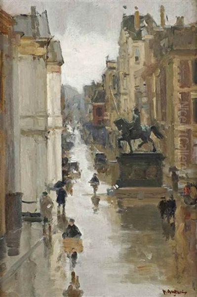 A View Of The Noordeinde, The Hague Oil Painting by Floris Arntzenius