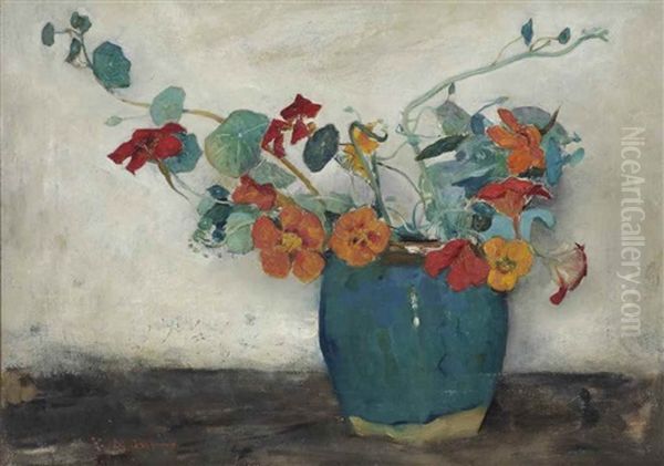 East Indian Cress In A Ginger Jar Oil Painting by Floris Arntzenius