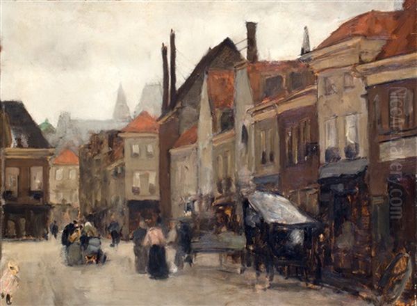 De Grote Markt Te Den Haag, Gezien Richting De Schoolstraat; Op De Achtergrond De Grote Kerk by Floris Arntzenius