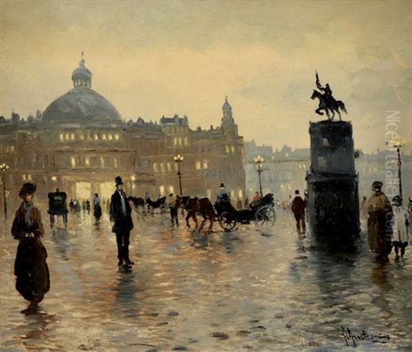 Place Animee, La Haye Oil Painting by Floris Arntzenius