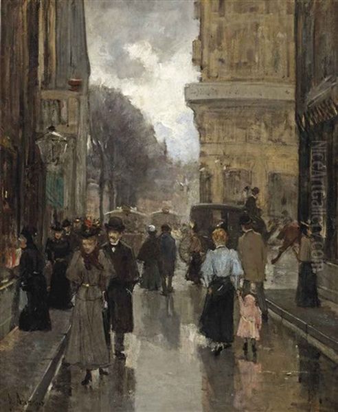 De Spuistraat Met Gezicht Naar Het Plein Te S Gravenhage: The Spuistraat With A View Of The Plein, The Hague Oil Painting by Floris Arntzenius