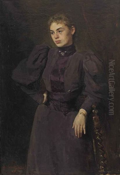 Portrait Of Frederika Wilhelmina Van Wulfften Palthe-broese Van Groenou (1875-1960) Oil Painting by Floris Arntzenius