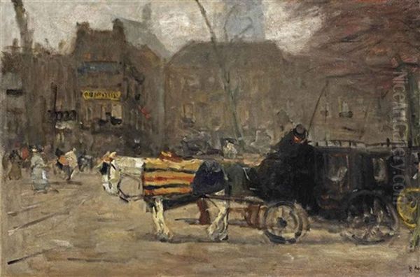 Carriages At The Buitenhof, The Hague Oil Painting by Floris Arntzenius