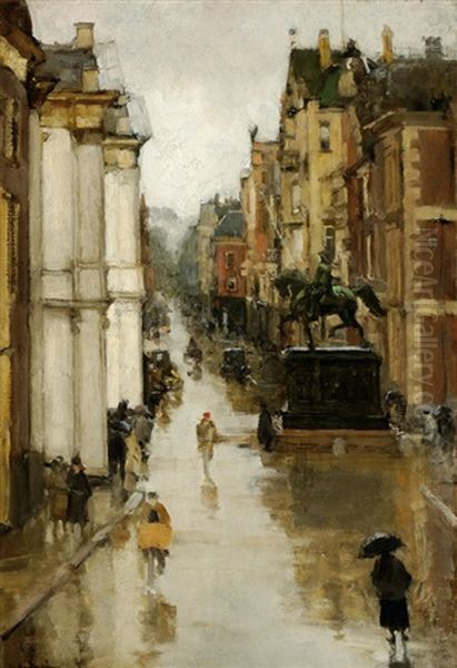 View Of The Noordeinde, The Hague Oil Painting by Floris Arntzenius