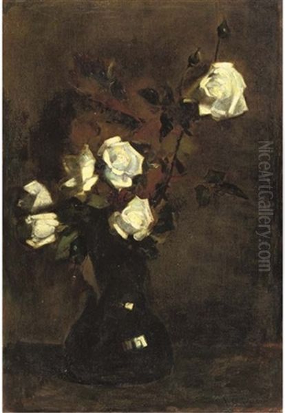 White Roses Oil Painting by Floris Arntzenius