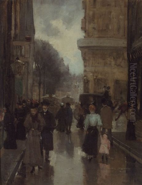 De Spruistraat Met Gezicht Naar Het Plein, The Hague Oil Painting by Floris Arntzenius