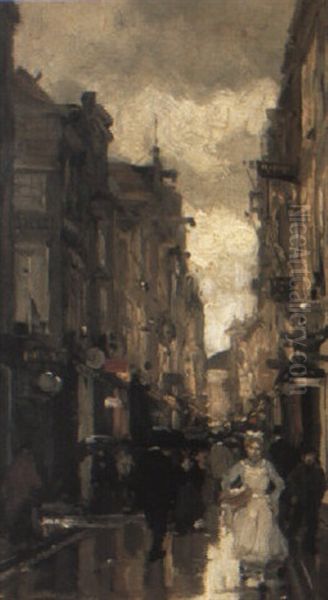 The Spui Straat, The Hague Oil Painting by Floris Arntzenius