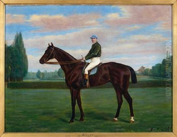 Portrait Du Cheval "arlay" Et Son Jockey Oil Painting by George Arnull