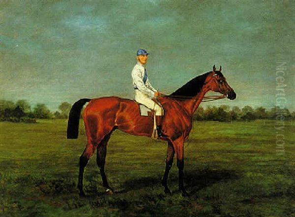 Racehorse With Jockey Oil Painting by John Arnull