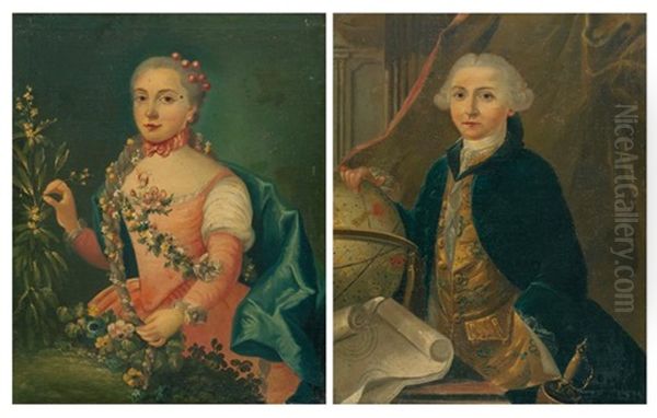 Portrait D'un Gentilhomme (+ Portrait De Sa Femme; Pair) Oil Painting by Claude Arnulphy