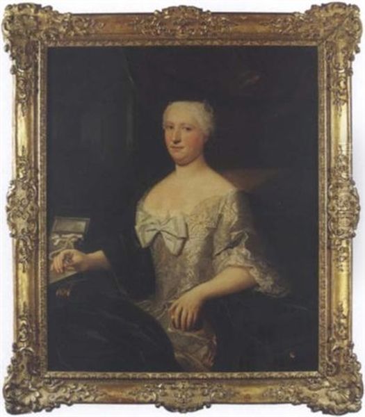 Portrait De Madame De Barrigue De Fontainieu Oil Painting by Claude Arnulphy