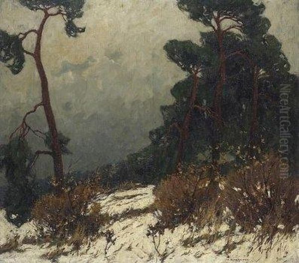 Winter In The Mecklenburg Dunes. Signed Bottom Right: O. Ackermann. Oil On Canvas. 95 X 107cm. Framed. Oil Painting by Otto Ackermann