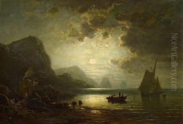 Vollmond Uber Der Kuste Oil Painting by Albert Arnz