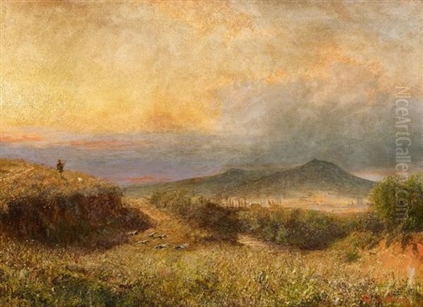 Dammerung In Der Romischen Campagna Oil Painting by Albert Arnz