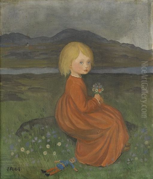 Lillan Pa Angen (portratt Af Min Dotter) Oil Painting by Ivar Arosenius