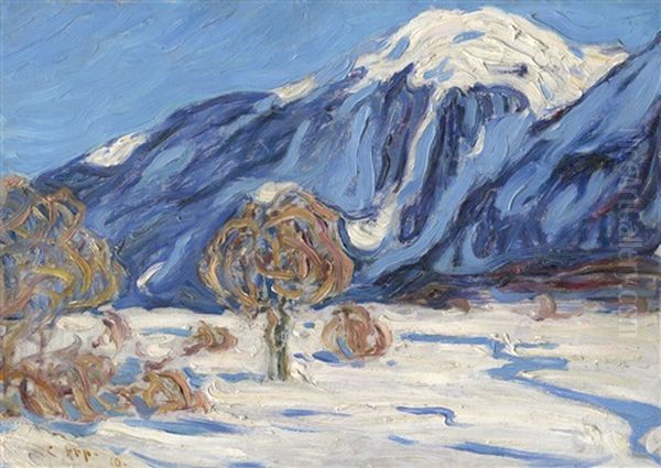 Winterlandschaft Im Engadin Oil Painting by Carl Arp