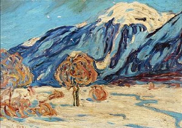 Landscape. Presumably The Mountain Pitz Palu Oil Painting by Carl Arp