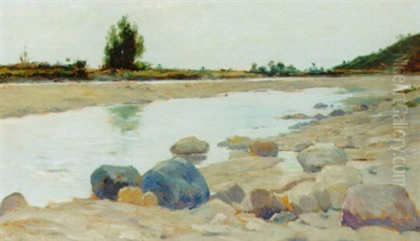 A Rocky River Bed Oil Painting by Carl Arp