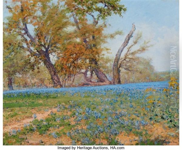 Atascosa Creek Bluebonnets Oil Painting by Jose Arpa Perea