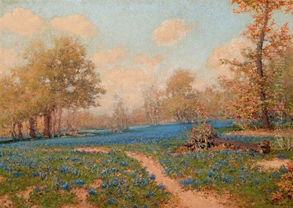 Blue Bonnet Landscape Oil Painting by Jose Arpa Perea