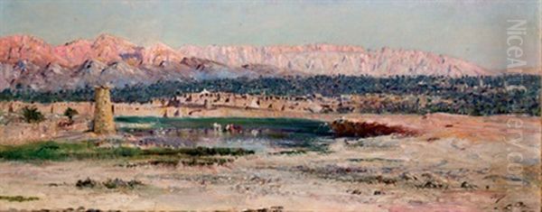 Pueblo Del Atlas Oil Painting by Jose Arpa Perea