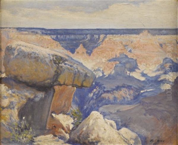 The Balanced Rock - Grand Canyon Oil Painting by Jose Arpa Perea