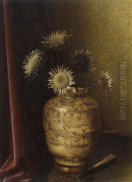 Stilleben Mit Sonnenblumen In Grosser Vase Oil Painting by Bernardus Arps