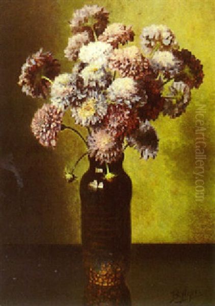 A Still Life With Scabiosa In A Vase Oil Painting by Bernardus Arps