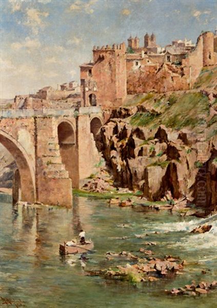 Vista De Toledo Con El Puente De San Martin Oil Painting by Ricardo Arredondo Calmache