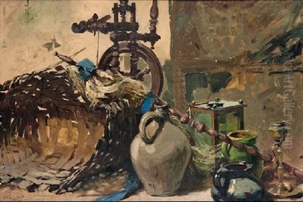 Bodegon Con Jarra Y Huso Oil Painting by Ricardo Arredondo Calmache