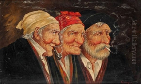 Tres Cabezas De Anicanos Oil Painting by Roman Arregui