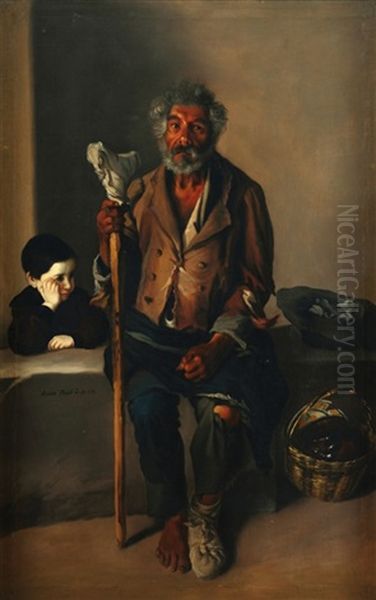 Viejo Con Nino Oil Painting by Jose Agustin Arrieta