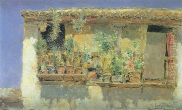 Balcon En Granada Oil Painting by Manuel Arroyo Y Lorenzo