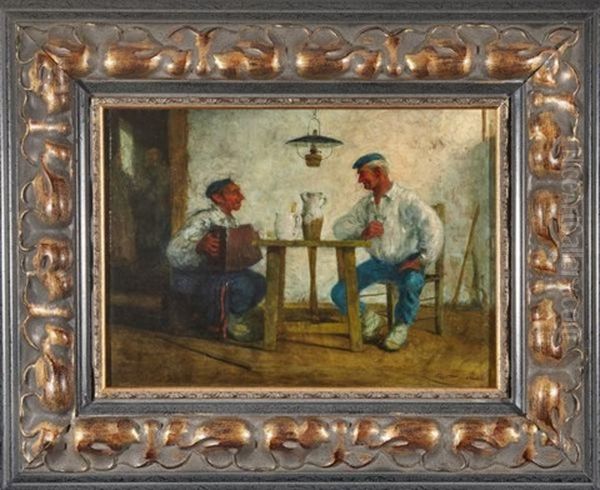 Scene De Taverne Basque Oil Painting by Alberto Arrue