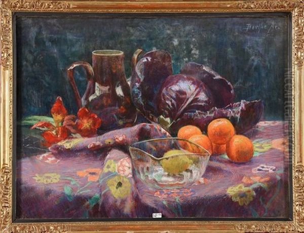 Nature Morte Au Chou, Aux Oranges, Au Citron Et Aux Fleurs Oil Painting by Berthe Art