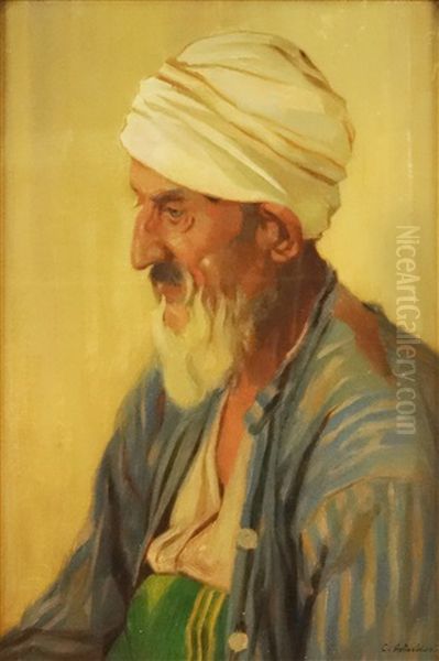 Turkish Turban Oil Painting by Constantin Artachino