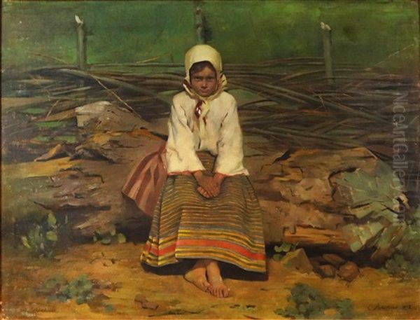 Country Girl Oil Painting by Constantin Artachino