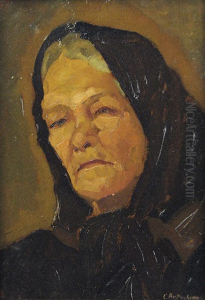 Old Woman Portrait Oil Painting by Constantin Artachino