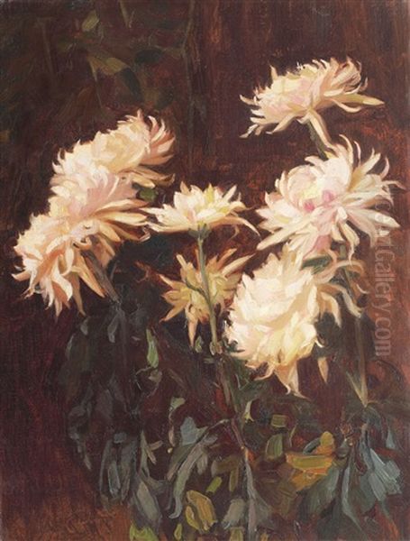 Chrysanthemums Oil Painting by Constantin Artachino