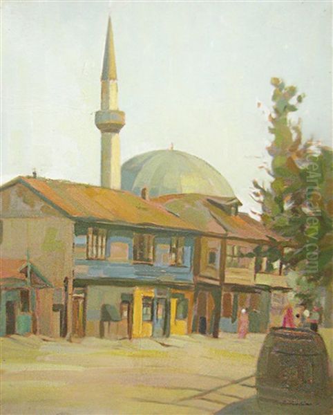 Landscape With Mosque Oil Painting by Constantin Artachino