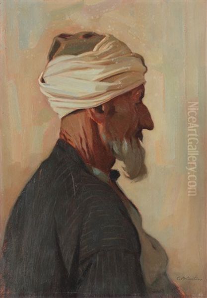 Turkish Merchant Oil Painting by Constantin Artachino