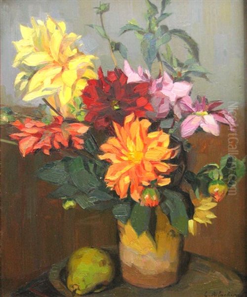 Dahlias Oil Painting by Constantin Artachino