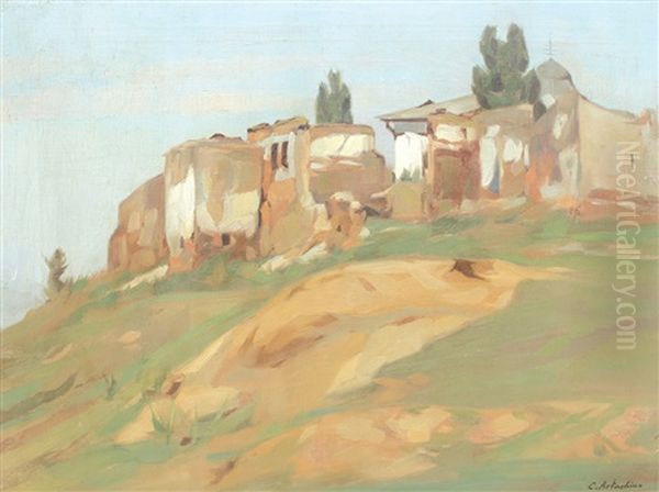 Landscape With Ruins Oil Painting by Constantin Artachino