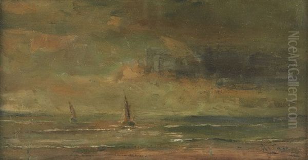 Crepuscule En Mer Du Nord Oil Painting by Louis Artan De Saint-Martin