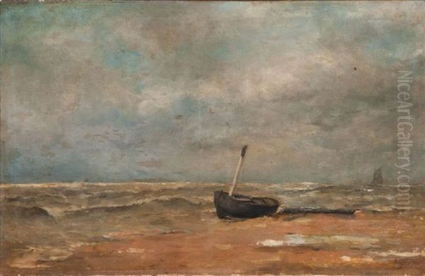 La Barque Echouee Oil Painting by Louis Artan De Saint-Martin