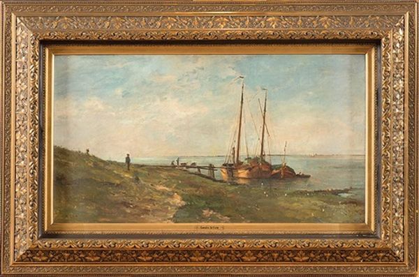 Embarcadere A Terneuzen Oil Painting by Louis Artan De Saint-Martin