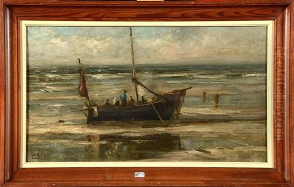 Pecheurs A Marre Basse Oil Painting by Louis Artan De Saint-Martin