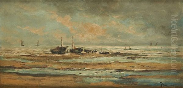 Retour Des Pecheurs Oil Painting by Louis Artan De Saint-Martin