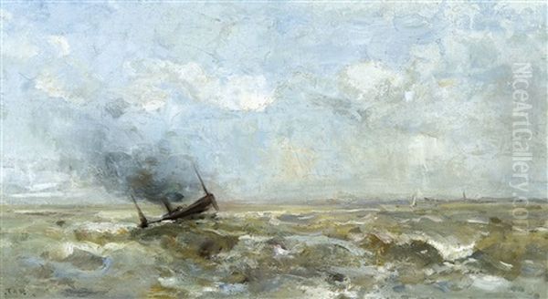 Berck Sur Mer, Vue Du Large Oil Painting by Louis Artan De Saint-Martin